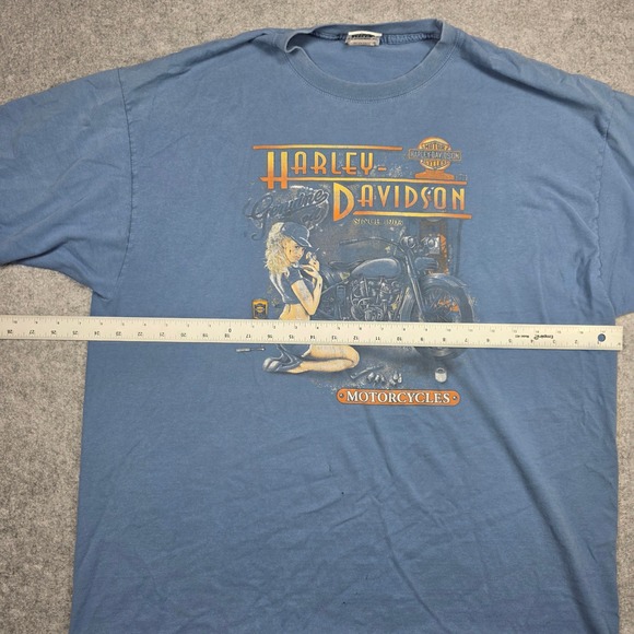 VTG Harley-Davidson T-Shirt Mens 2XL Blue Faded - Picture 3 of 7